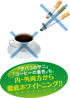 「タバコのヤニ」「コーヒーの着色」も、内・外両方から徹底ホワイトニング